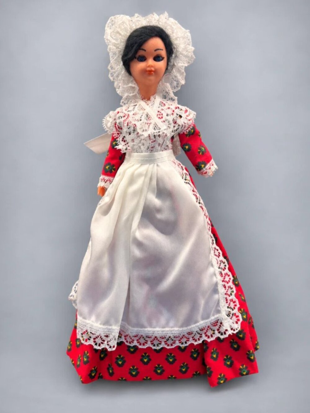 Vintage Stalla Page French Doll 11"; Regional Folk Costume Red Dress Lace France